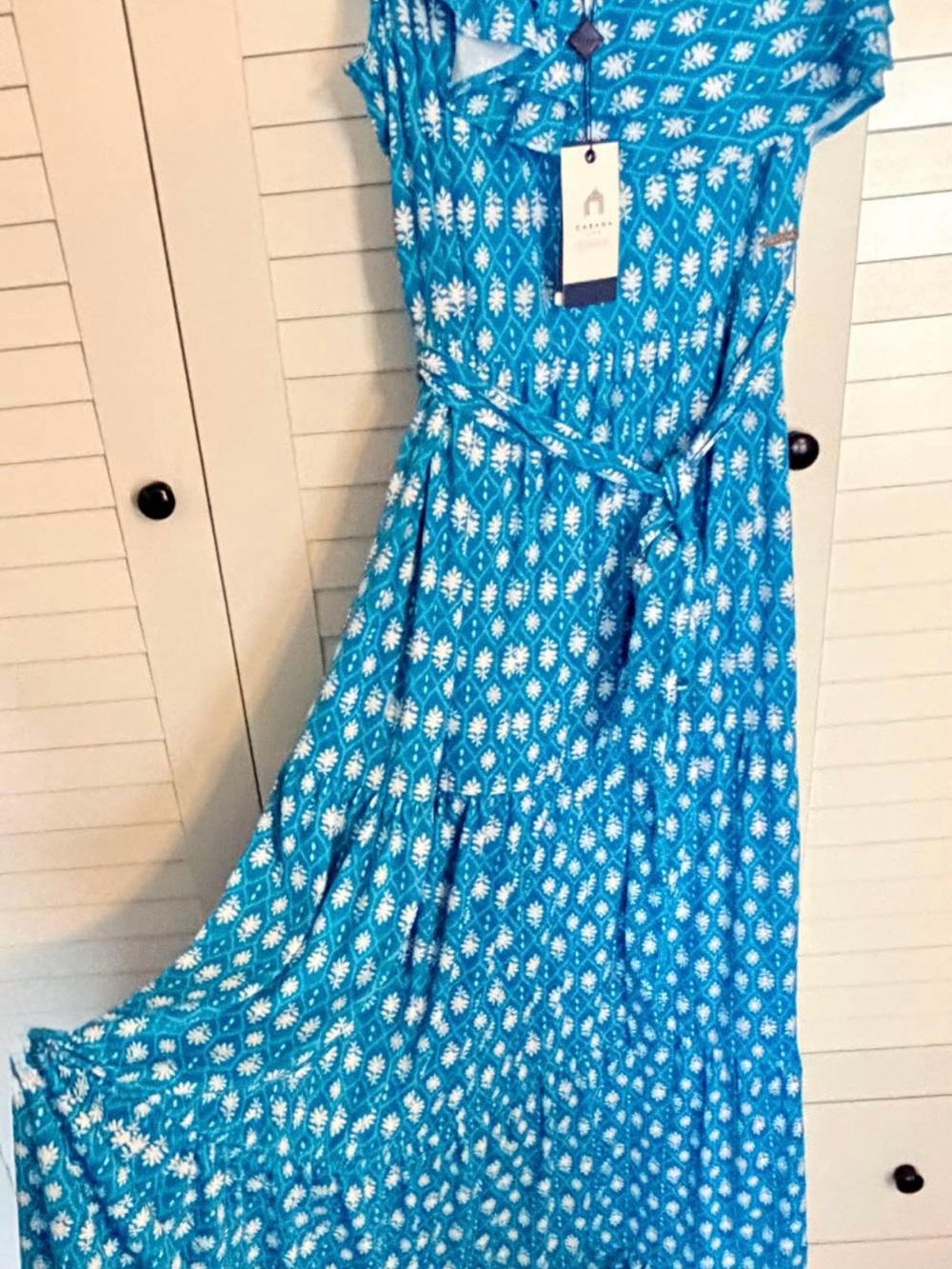 Cabana Life Turquoise Floral Maxi Dress with Tie Waist